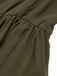 Dark Green 1940s Solid Button Sling Dress