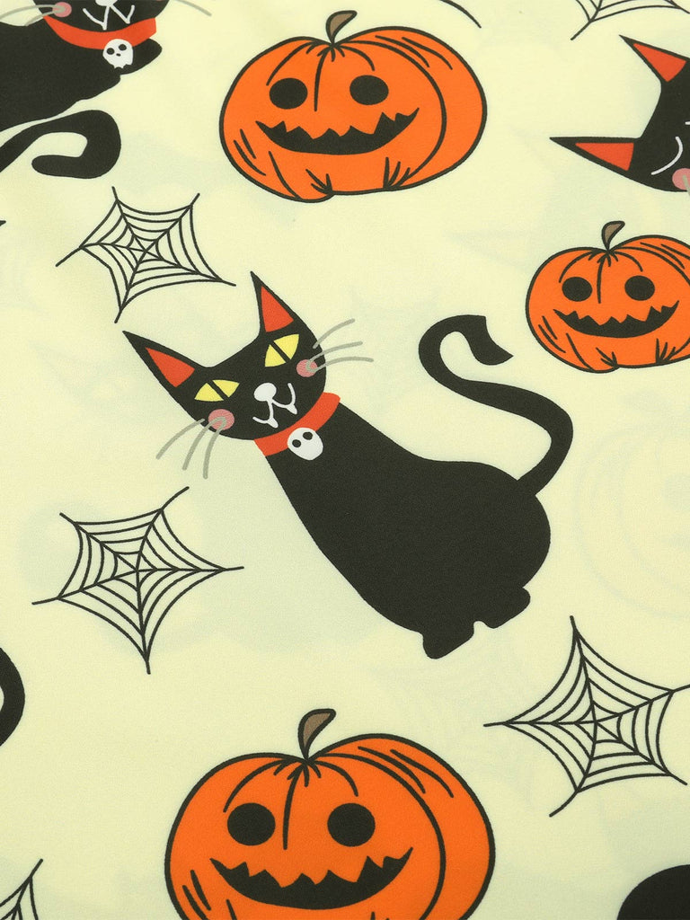 Yellow 1950s Halloween Bow Lapel Dress