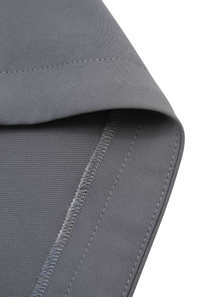 Dark Gray 1950s Lapel Rolled Sleeve Plaid Short Coat