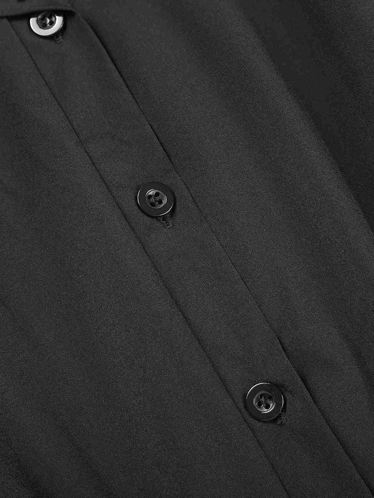 1940s Solid Cap Sleeves Buttoned Shirt Dress