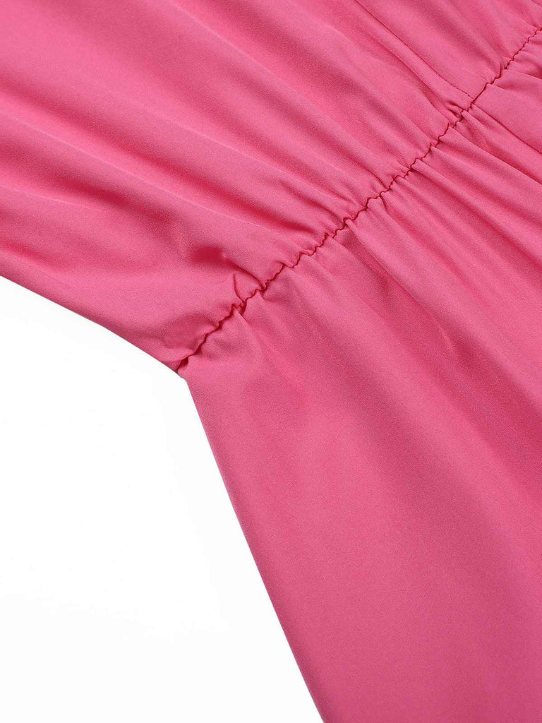 1940s Solid Cap Sleeves Buttoned Shirt Dress