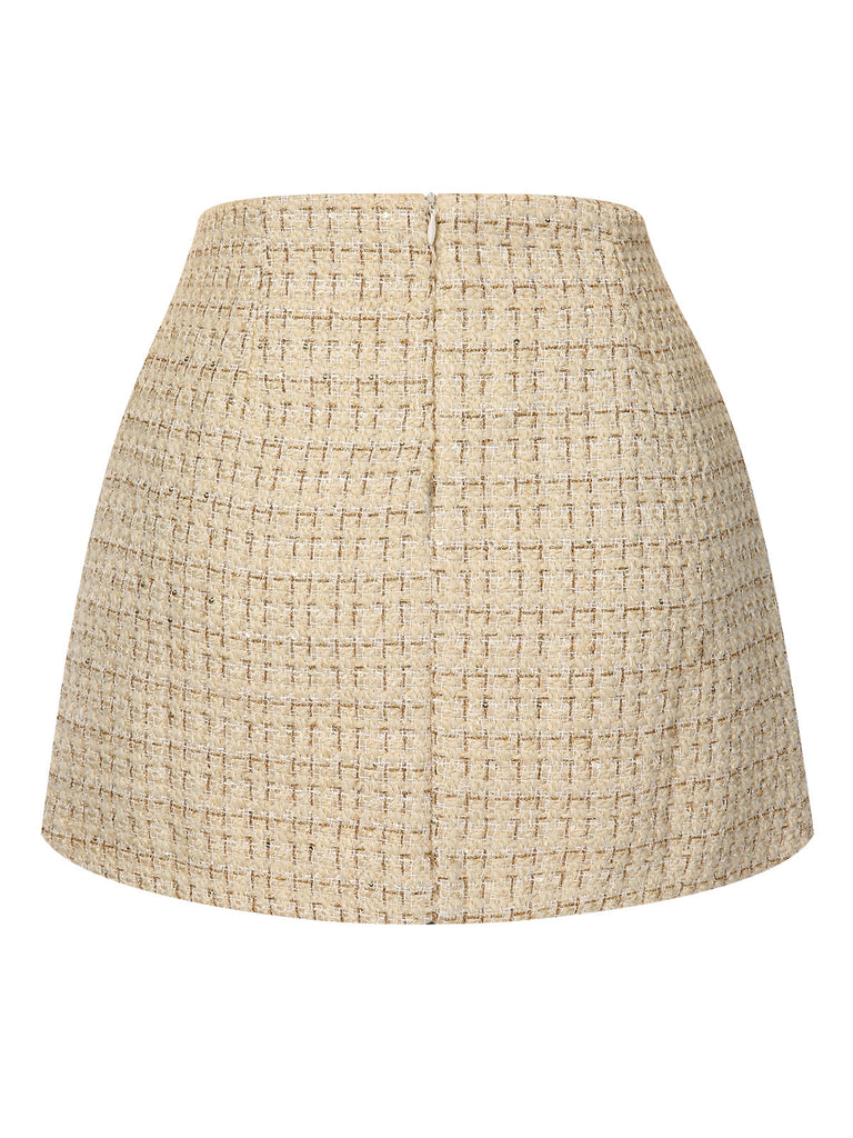 1960s A-Line Button Solid Skirt