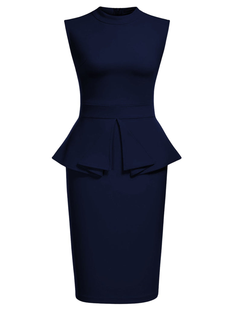 1960s Round Neck Patchwork Wrap Sleeveless Dress