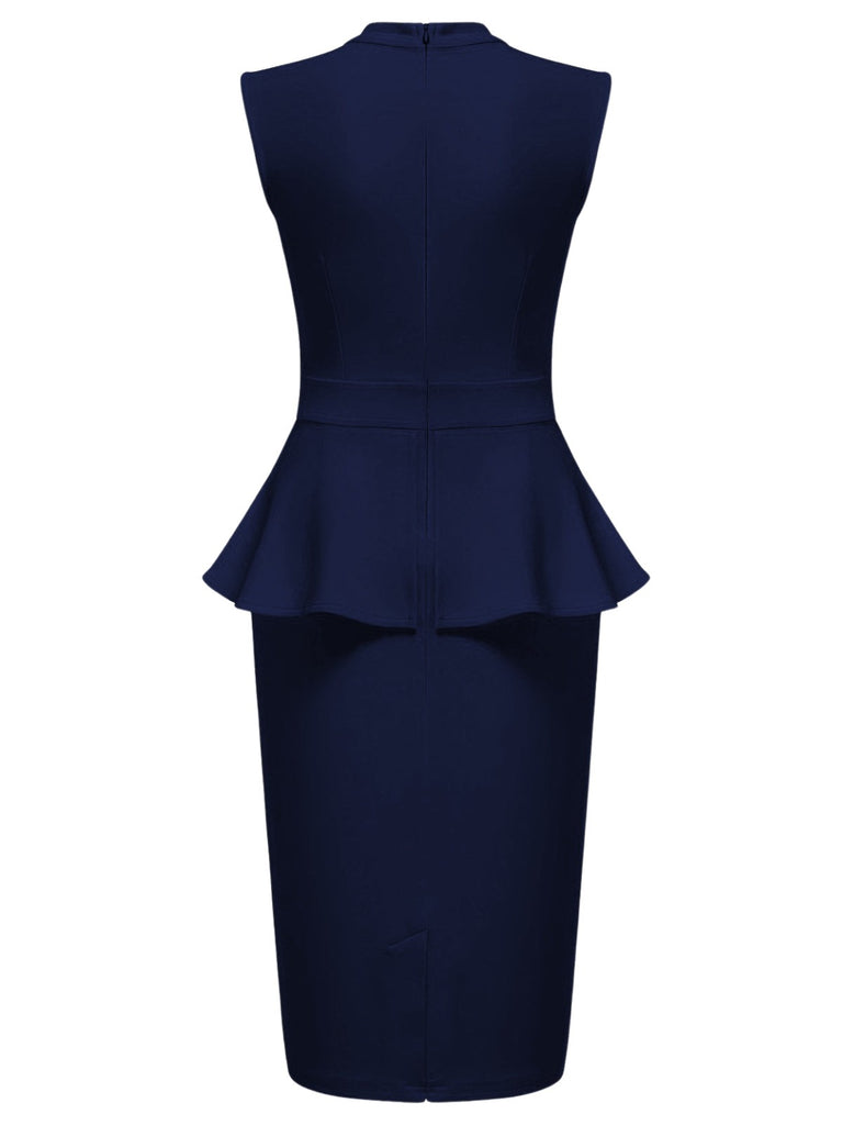 1960s Round Neck Patchwork Wrap Sleeveless Dress