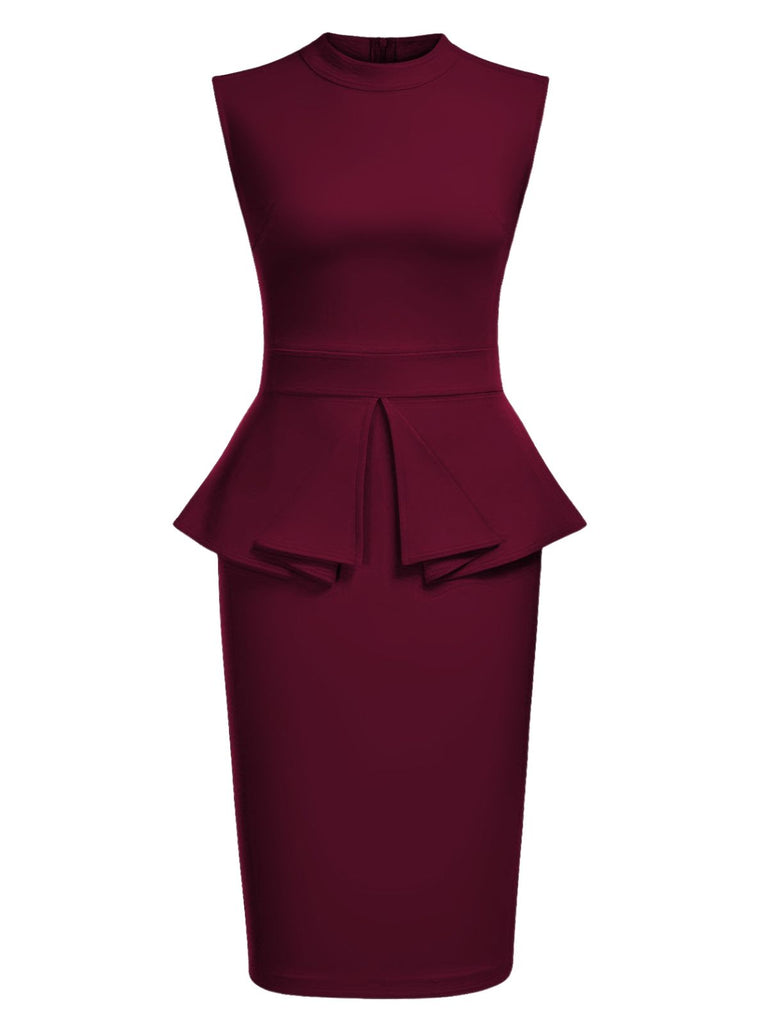 1960s Round Neck Patchwork Wrap Sleeveless Dress