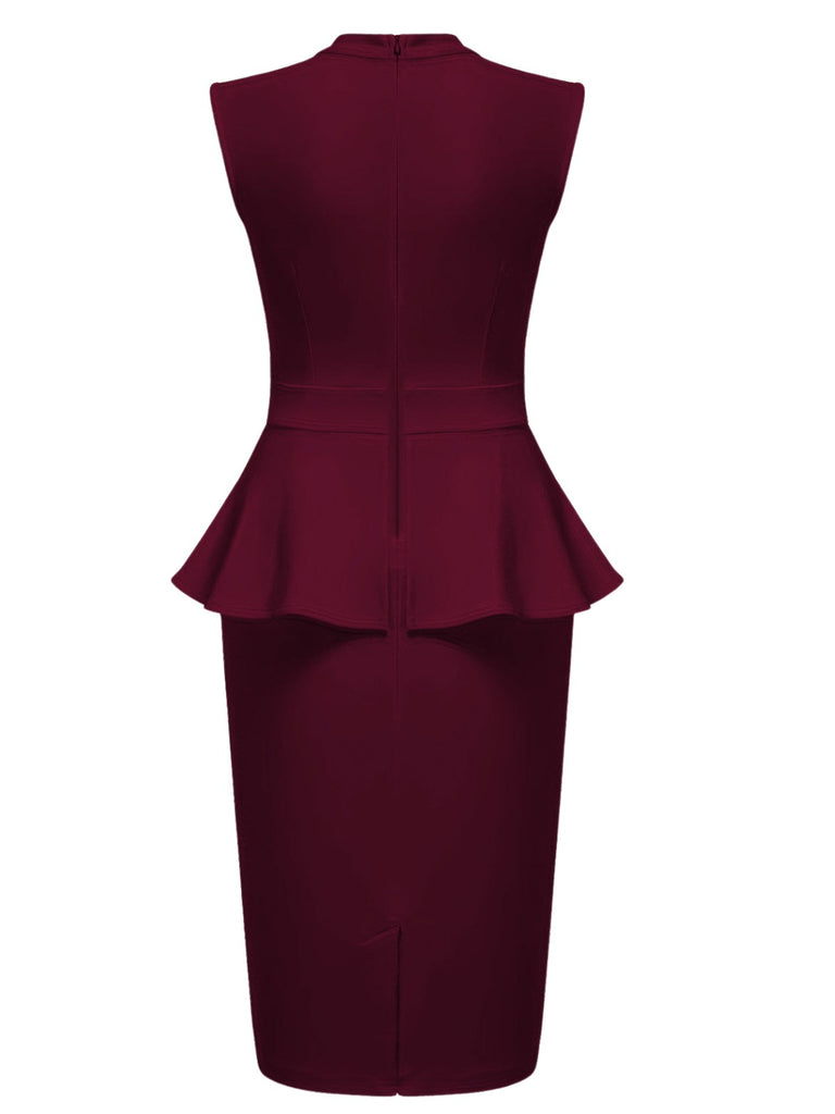 1960s Round Neck Patchwork Wrap Sleeveless Dress