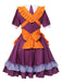 Purple 1950s Oktoberfest Bow Ruffled Hem Dress