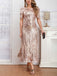 Beige 1920s Embroidered Sequined Evening Dress