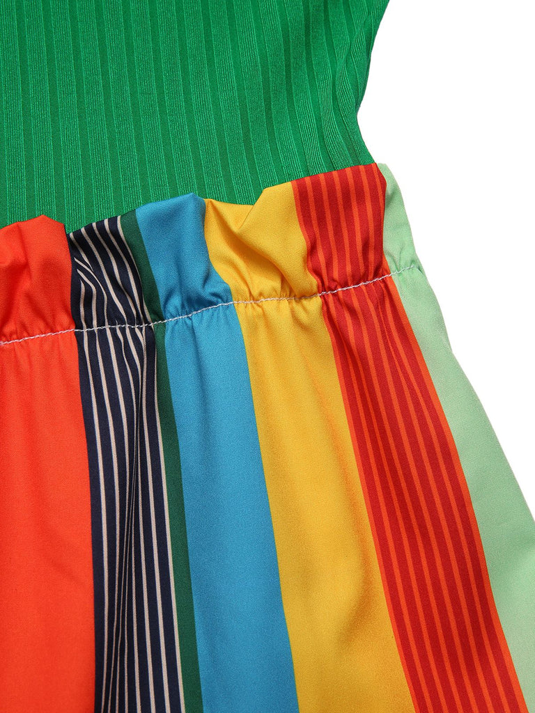 Black 1950s Stripes Knitted Belted Jumpsuit