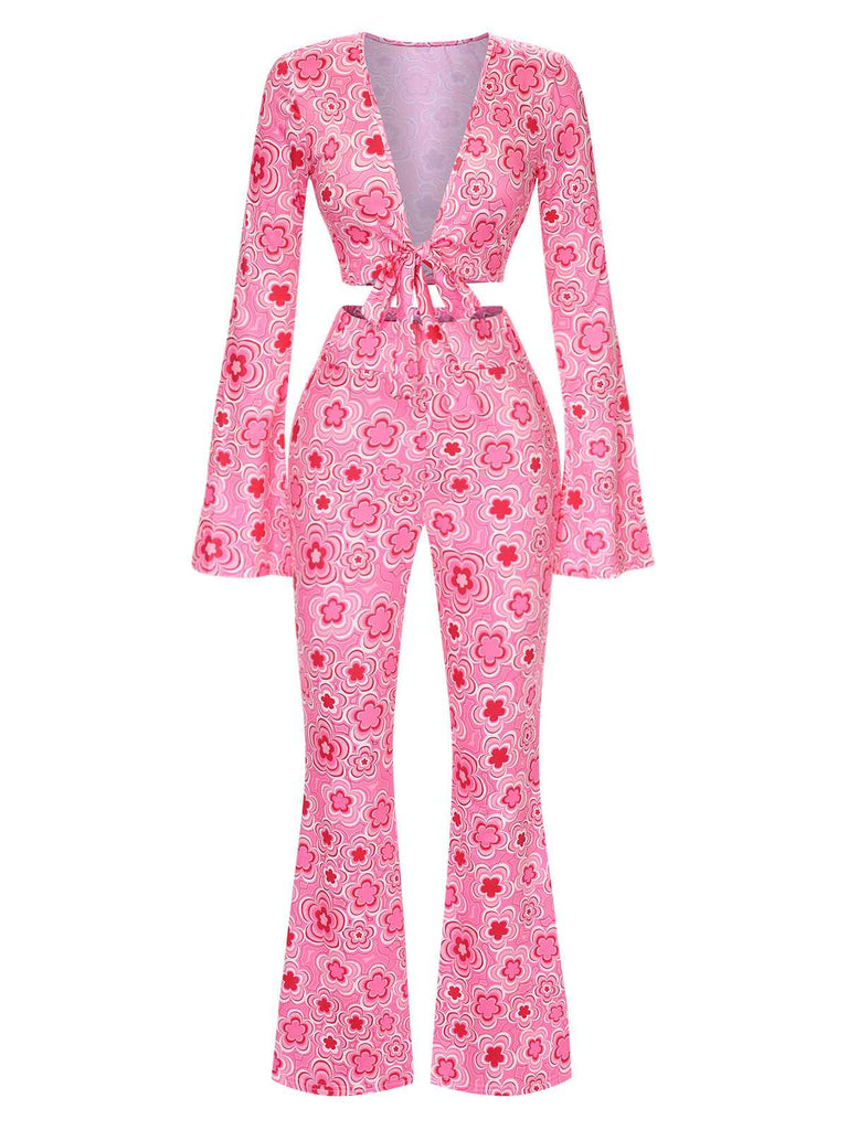 3PCS 1970s Flare Sleeve Disco Hippie Costume Set