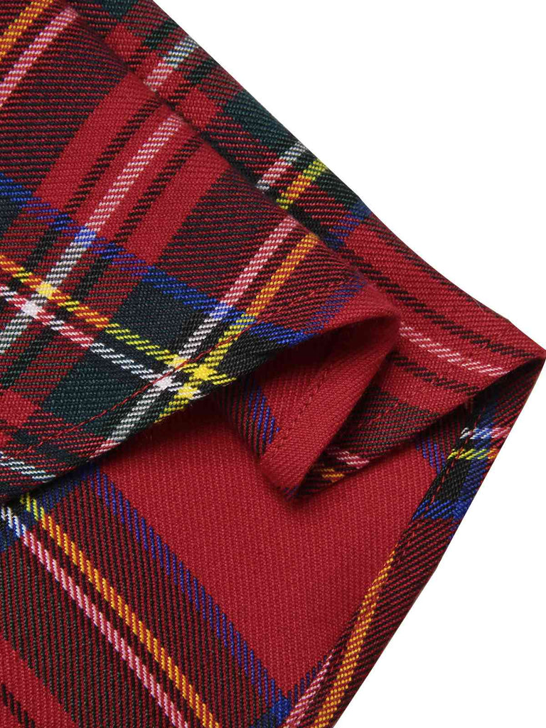 Green 1950s Christmas Off Shoulder Tartan Dress