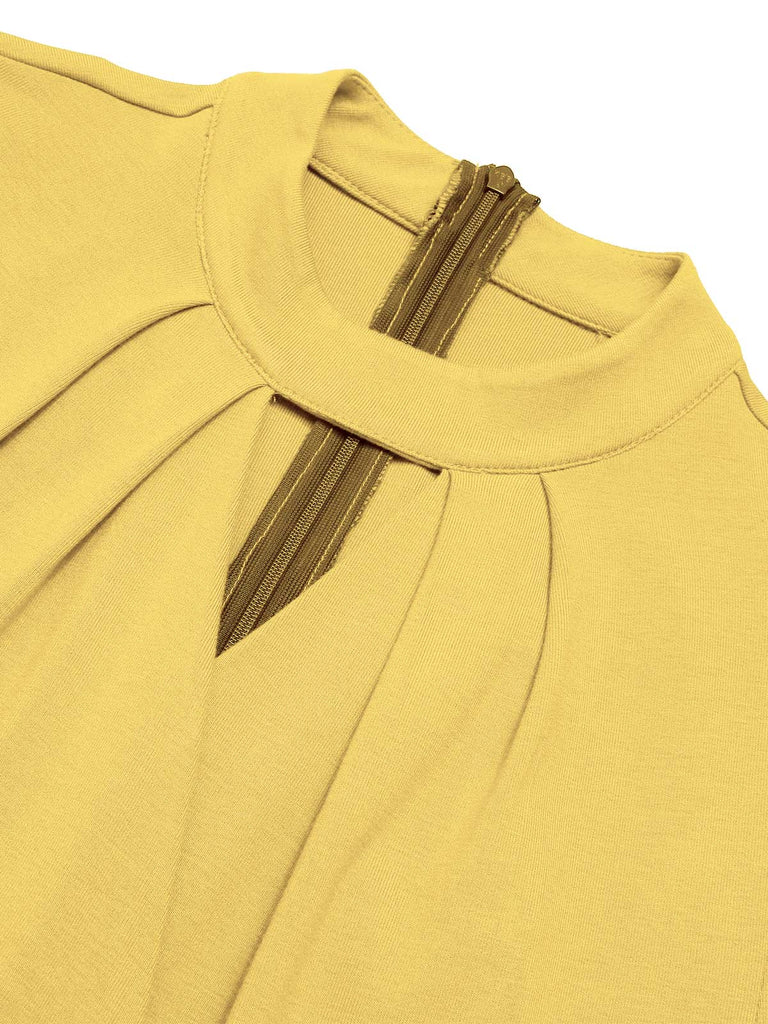 Green 1930s Plaid Keyhole Neck Belted Jumpsuit