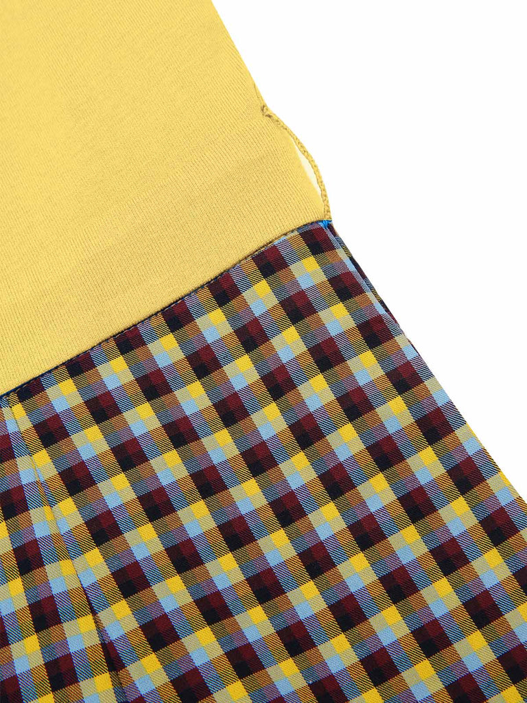 Green 1930s Plaid Keyhole Neck Belted Jumpsuit