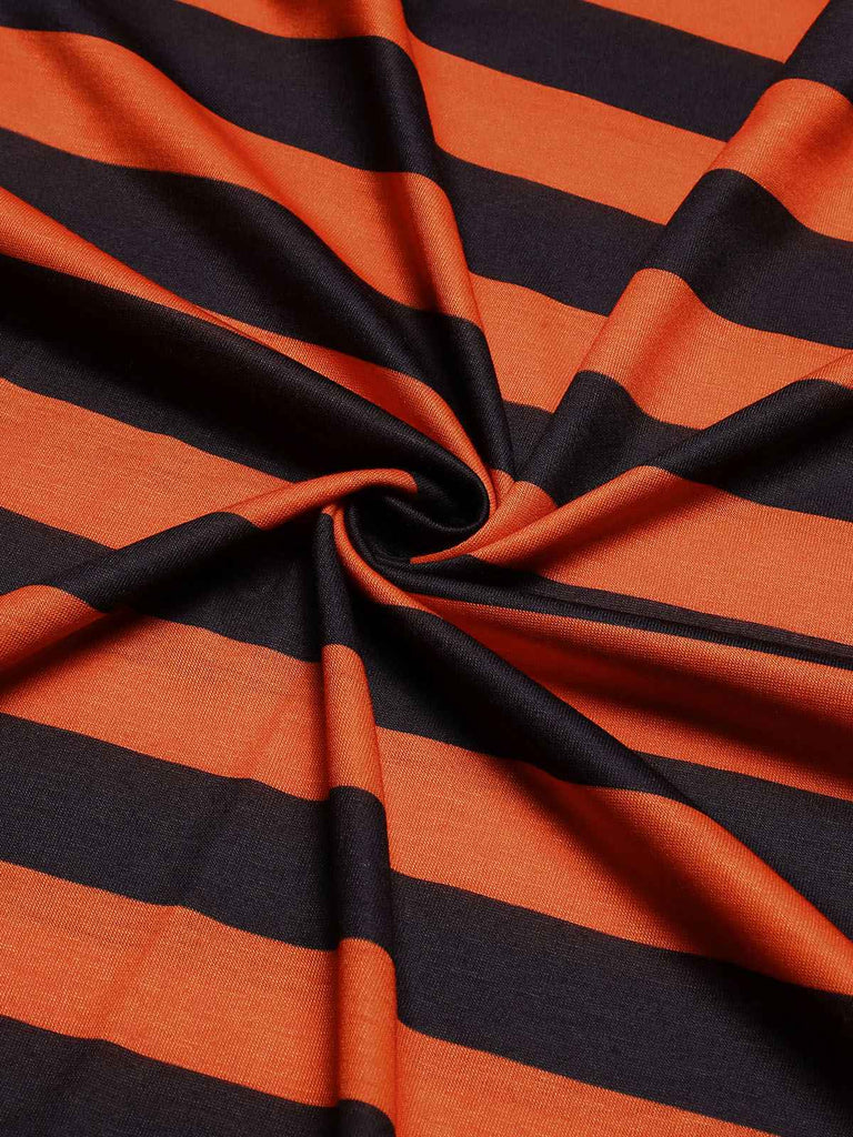Black & Orange 1970s Stripes Colorblock Dress