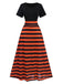 Black & Orange 1970s Stripes Colorblock Dress