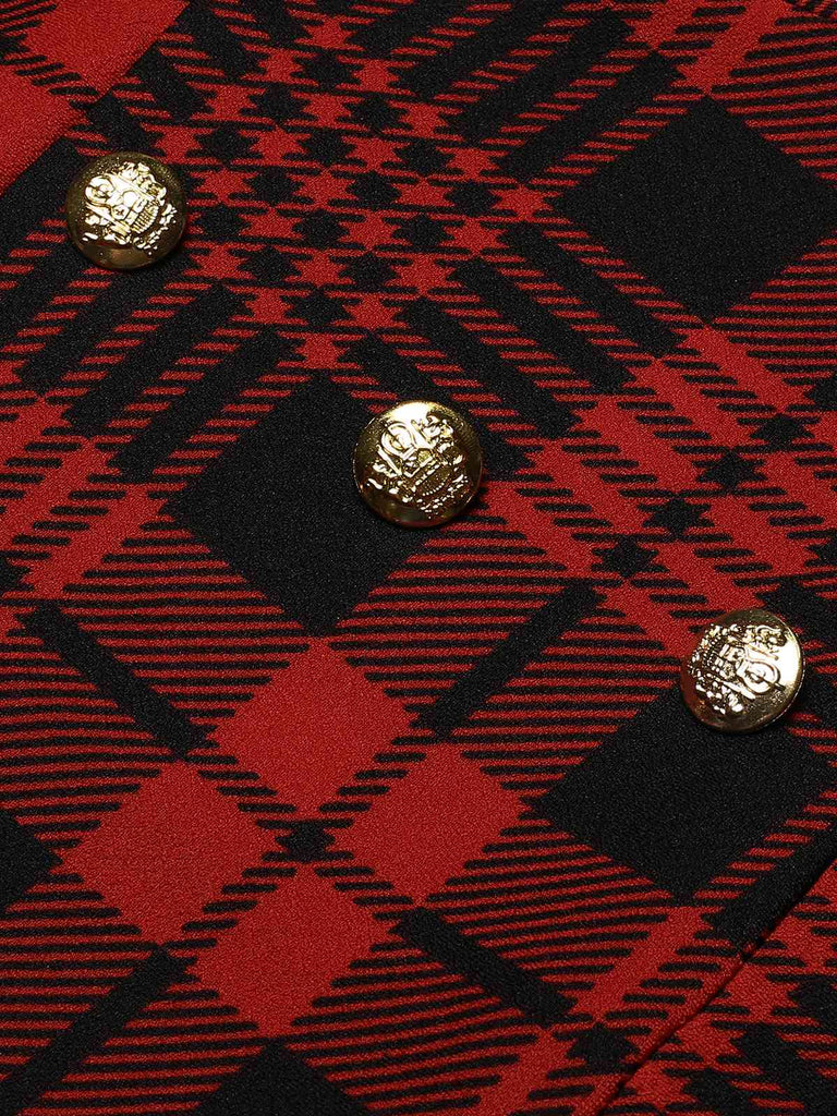 Red 1980s Scottish Plaid Overall skirt