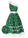 Red 1950s Candy Cane One-Shoulder Dress