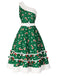 Red 1950s Candy Cane One-Shoulder Dress