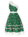 Red 1950s Candy Cane One-Shoulder Dress