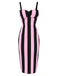 Black 1960s Vertical Stripe Straps Pencil Dress