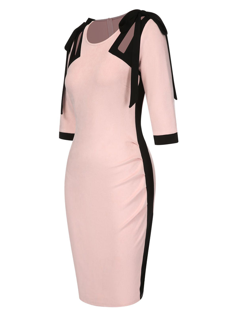 Pink 1960s Patchwork Pencil Dress