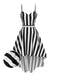 1950s Spaghetti Strap Halloween Sweetheart Neck Stripes Dress