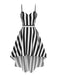 1950s Spaghetti Strap Halloween Sweetheart Neck Stripes Dress