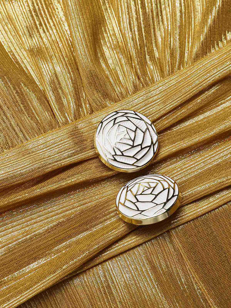 Gold 1970s Solid V-Neck Halter Jumpsuit