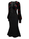 Black 1930s Rose Velvet Fishtail Dress