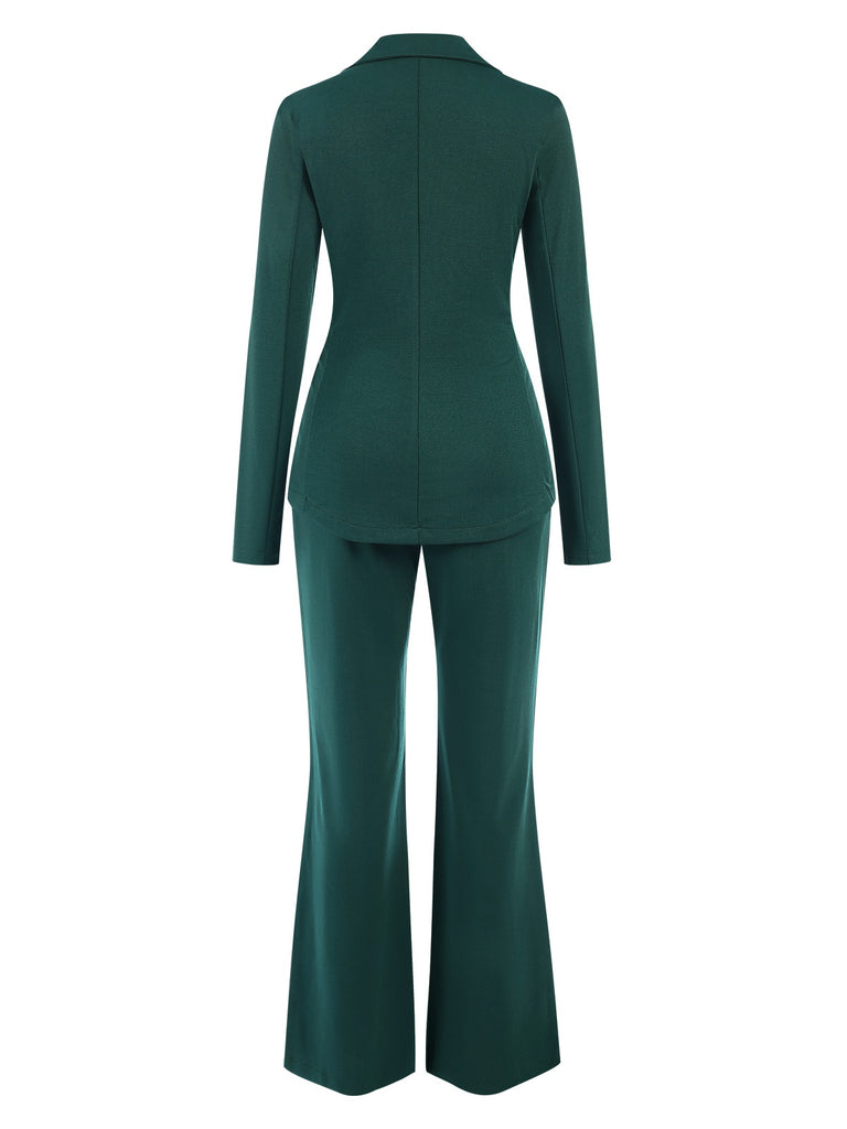 Green 1940s Solid Lapel One Button Suit