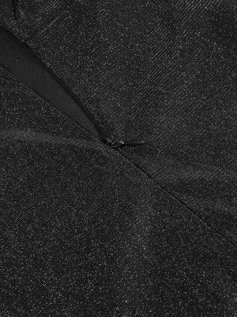 Black 1920s Glitter Floor-Length Straps Dress