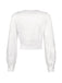 White 1940s Satin V-Neck Lantern Sleeves Blouse