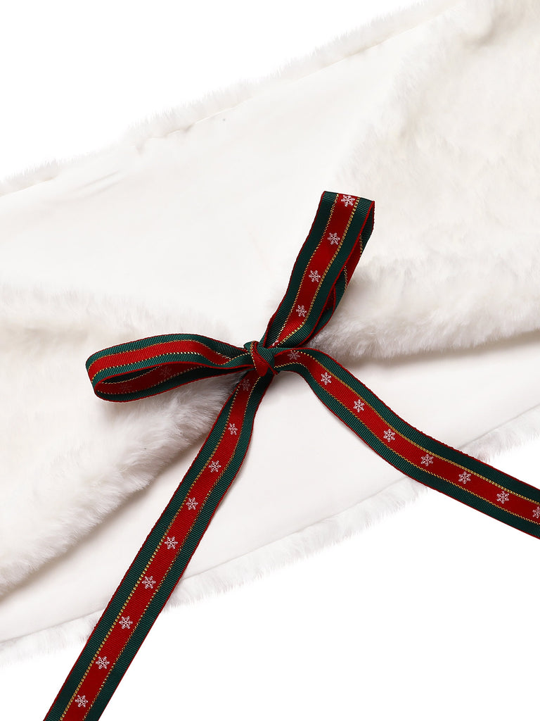 2PCS Christmas 1950s Strapless Bow Fur Dress & Shawl