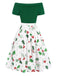 Green 1950s Off-Shoulder Christmas Patchwork Dress