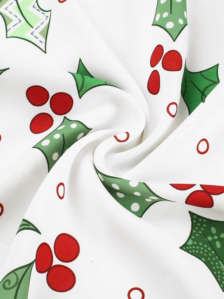 Green 1950s Off-Shoulder Christmas Patchwork Dress