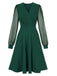 1940s V-Neck Solid Polka Dots Patchwork Dress