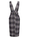 Grey 1960s Button Plaid Pinafore Dress