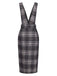 Grey 1960s Button Plaid Pinafore Dress