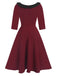 1950s Solid Irregular Collar Half Sleeves Dress
