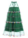 Green 1960s Pom-Pom Christmas Tree Dress