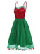 Red 1950s Christmas Polka Dot Mesh Dress