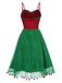 Red 1950s Christmas Polka Dot Mesh Dress