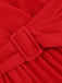 Red 1940s V-Neck Solid Pleated Dress