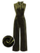 Green 1940s Tie Neck Velvet Jumpsuit