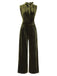 Green 1940s Tie Neck Velvet Jumpsuit