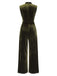 Green 1940s Tie Neck Velvet Jumpsuit