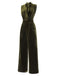Green 1940s Tie Neck Velvet Jumpsuit