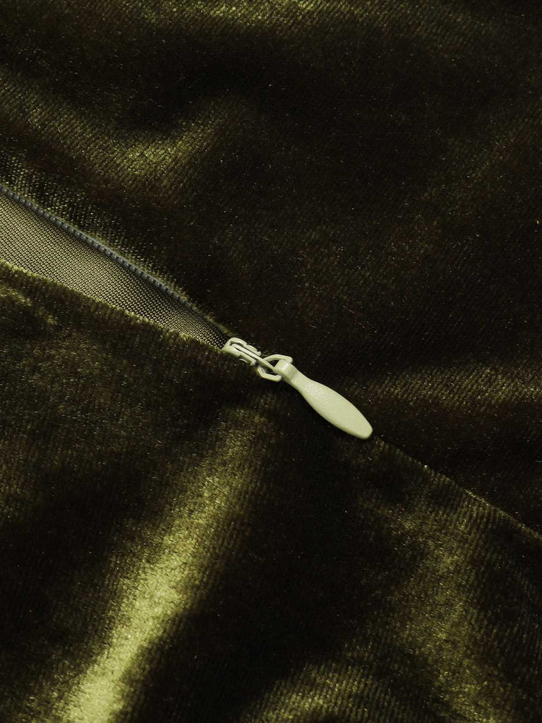 Green 1940s Tie Neck Velvet Jumpsuit