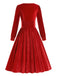 1950s Solid Square Neck Velvet Dress
