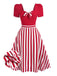 Red 1950s Striped Bow Dress